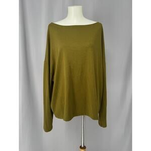 AllSaints Shirt Womens Medium Olive Green Boat Neck Oversized Drop Shoulder Boho